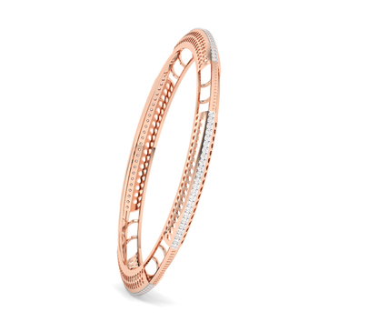 Elegant Rose Gold Diamond Cut Bangle for Women