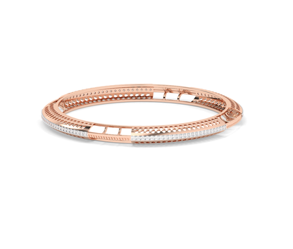 Elegant Rose Gold Diamond Cut Bangle for Women