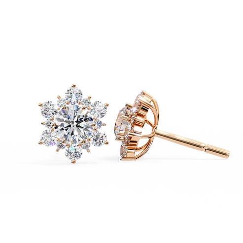 floral cluster diamond stud earrings – elegant snowflake design
