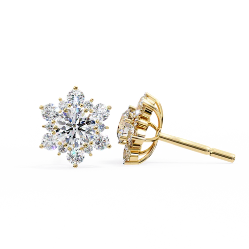 floral cluster diamond stud earrings – elegant snowflake design
