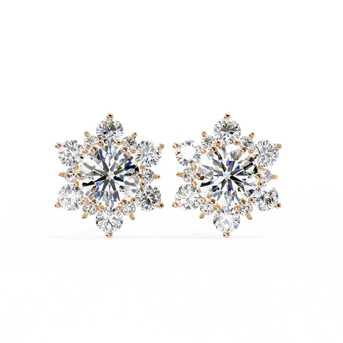 floral cluster diamond stud earrings – elegant snowflake design