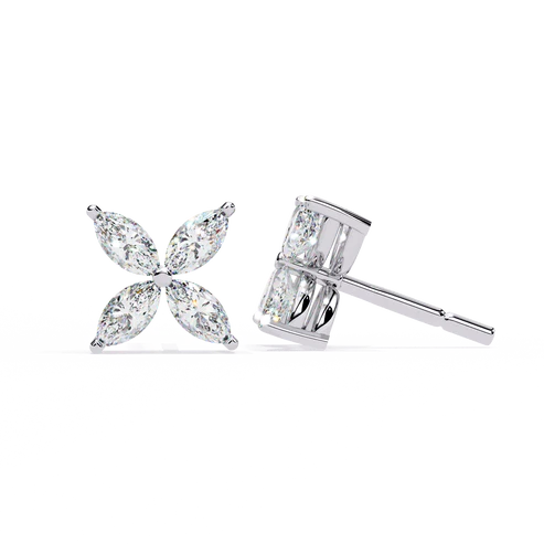 elegant marquise cut diamond floral stud earrings