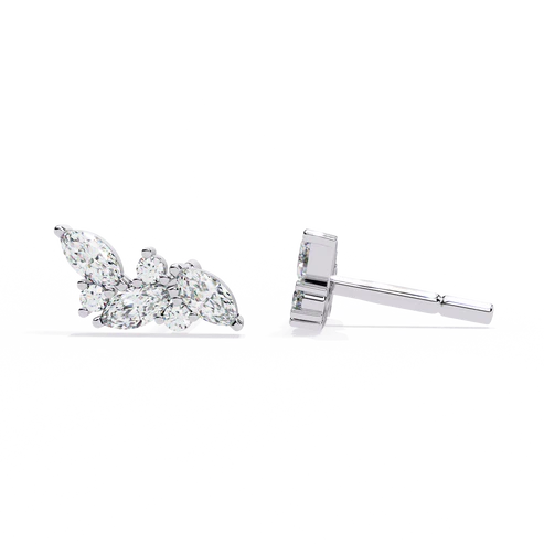Stylish Diamond Cluster Earrings with Marquise and Round
