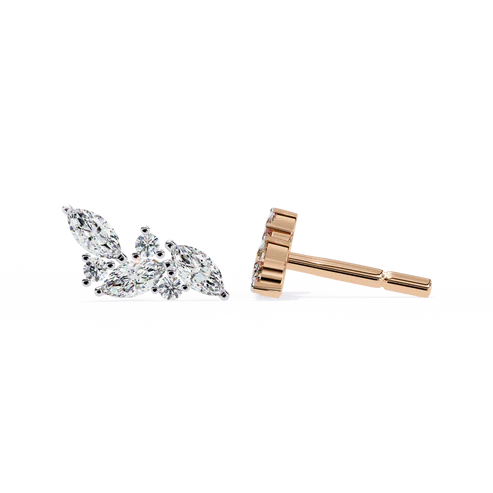 stylish diamond cluster earrings with marquise and round