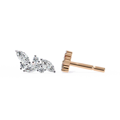 Stylish Diamond Cluster Earrings with Marquise and Round