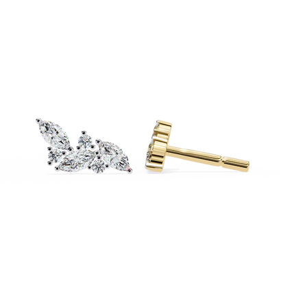 Stylish Diamond Cluster Earrings with Marquise and Round
