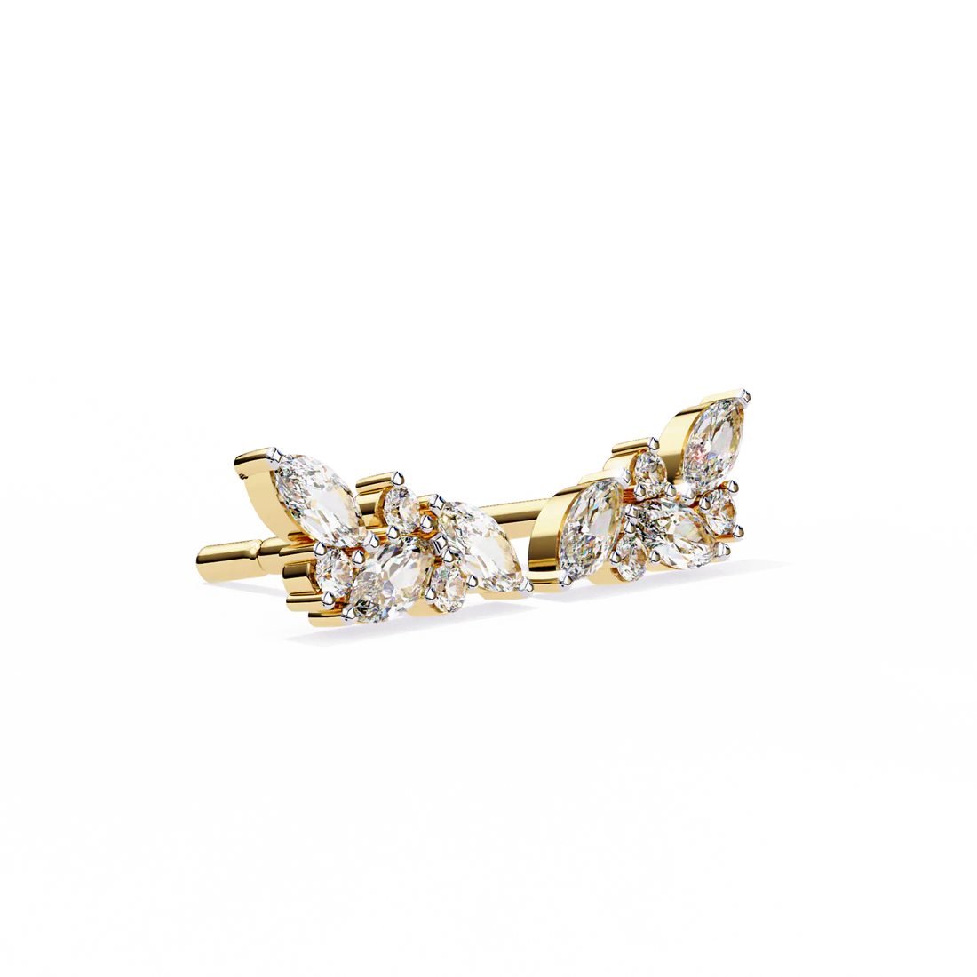 stylish diamond cluster earrings with marquise and round
