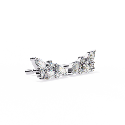 Stylish Diamond Cluster Earrings with Marquise and Round