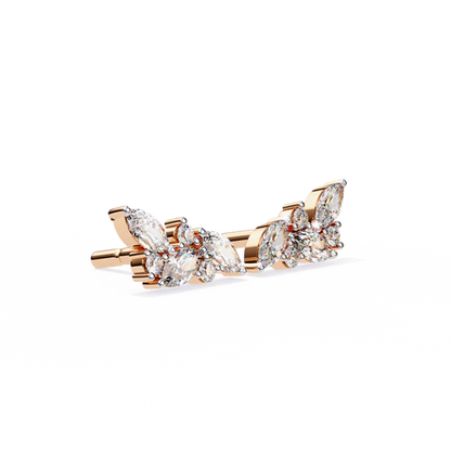 Stylish Diamond Cluster Earrings with Marquise and Round