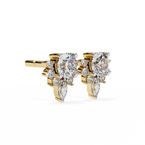 floral diamond cluster earrings with marquise drop