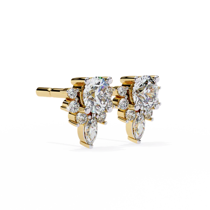 Floral Diamond Cluster Earrings with Marquise Drop