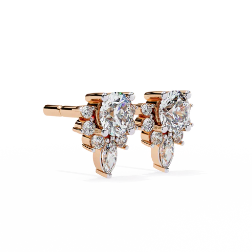 floral diamond cluster earrings with marquise drop