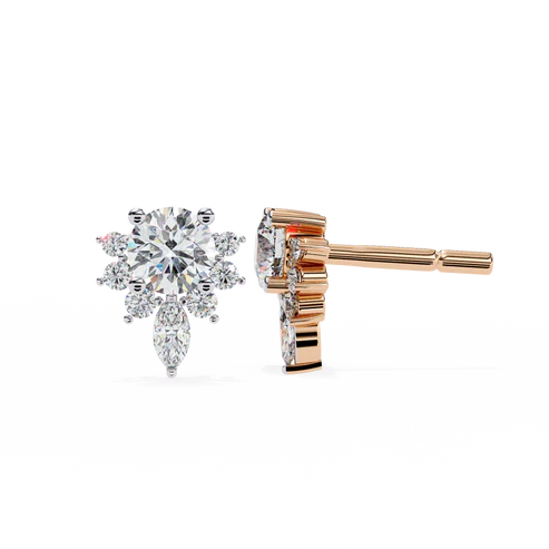 floral diamond cluster earrings with marquise drop