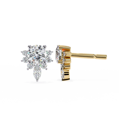 floral diamond cluster earrings with marquise drop