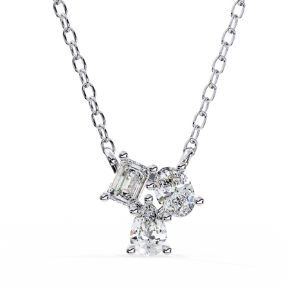 Trio Diamond Pendant Necklace – Pear, Oval & Emerald Cut