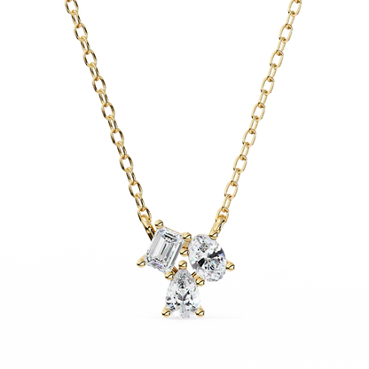 Trio Diamond Pendant Necklace – Pear, Oval & Emerald Cut