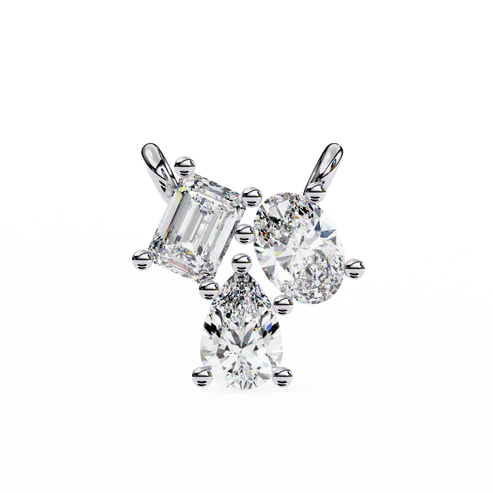 trio diamond pendant necklace – pear, oval & emerald cut