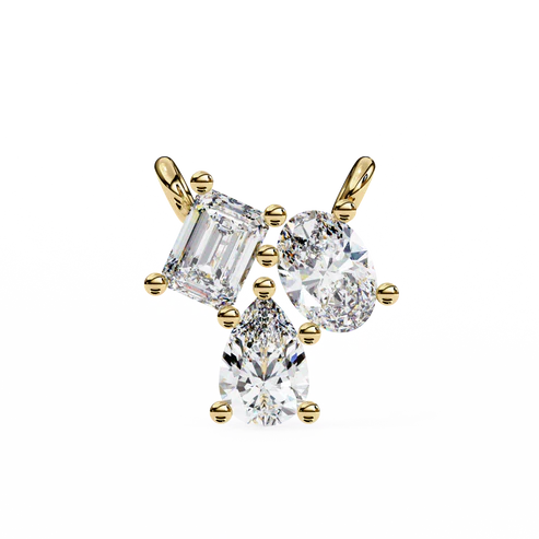 trio diamond pendant necklace – pear, oval & emerald cut