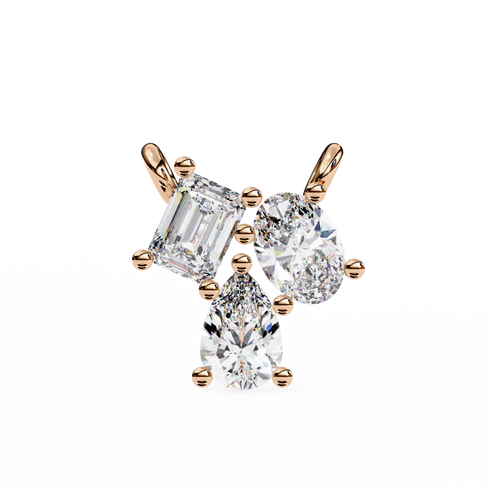 trio diamond pendant necklace – pear, oval & emerald cut