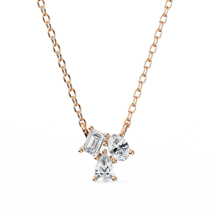 Trio Diamond Pendant Necklace – Pear, Oval & Emerald Cut