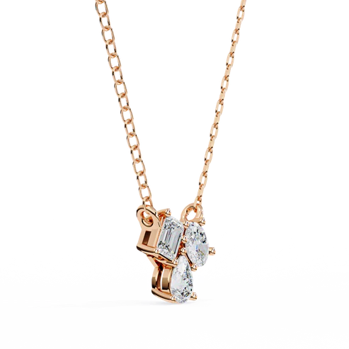 trio diamond pendant necklace – pear, oval & emerald cut