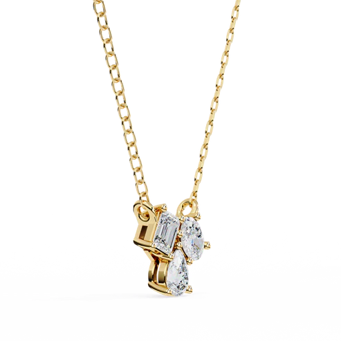 trio diamond pendant necklace – pear, oval & emerald cut
